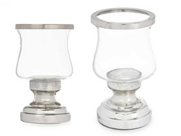 Giftdecor Portavela Copa Plateada Cristal y Acero 11.5 x 19 x 11.5 cm (Set de 6)