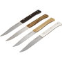 Opinel Set de Cuchillos de Mesa Facette Mix de 4 Piezas de 11 cm de Hoja de Acero Inoxidable de Variados Mangos de Madera y Eco Materiale de Colores Marrón y Plateado