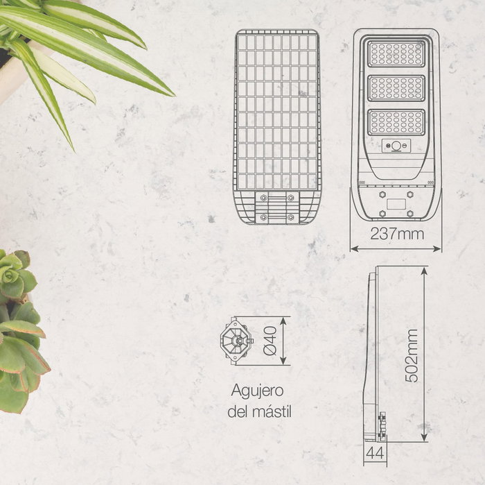 GSC Evolution Farola solar LED Buat con sensor de movimiento 14W 4000K IP65 GSC Evolution Farola solar LED Buat con sensor de movimiento 14W 4000K IP65