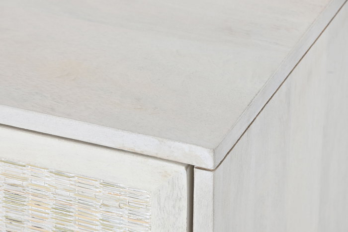 DKD Home Decor Mueble TV Romántico Blanco Roto Mango y Ratán 128 x 40 x 45 cm DKD Home Decor Mueble TV Romántico Blanco Roto Mango y Ratán 128 x 40 x 45 cm
