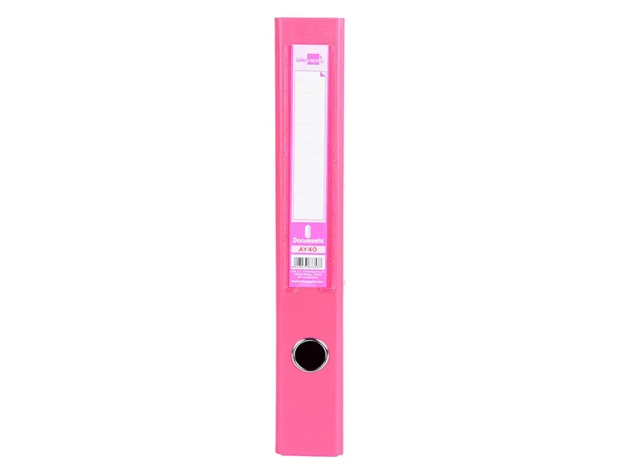 Liderpapel Archivador de Palanca Folio Documenta Forrado PVC Rado Lomo 52 mm Rosa con Compresor Metálico