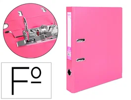 Liderpapel Archivador de Palanca Forrado PVC Rosa 52 mm Folio