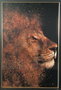 DKD Home Decor Cuadro de León con Acabado Porcelánico, 80x120 cm, Dorado y Negro