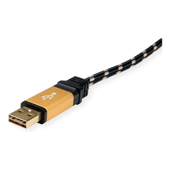 ROLINE Cable USB 2.0 con USB A reversible y USB C angular, 0,8 m