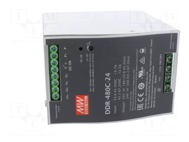 MEAN WELL DDR-480C-24 Convertidor DC/DC 480W 24V DC