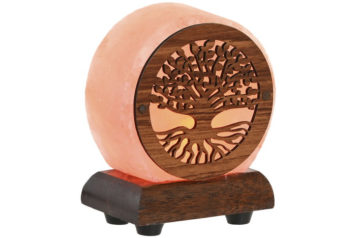 DKD Home Decor Lámpara de Sobremesa de Sal del Himalaya Árbol de la Vida