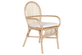 DKD Home Decor Silla Indonesia 1c24 Natural Blanco Ratán con Cojín 60 x 90 x 57 cm