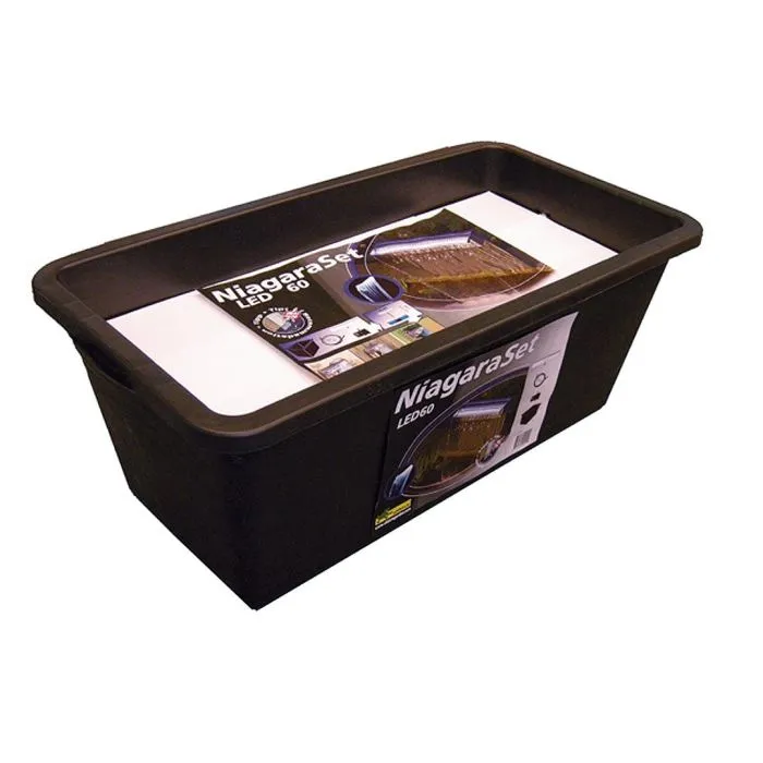 Ubbink Niagara 60 Led Kit de cuchilla de agua con iluminación LED para cascadas, acero inoxidable 304, incluye bomba y manguera