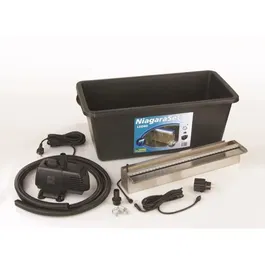 Ubbink Niagara 60 Led Kit de cuchilla de agua con iluminación LED para cascadas, acero inoxidable 304, incluye bomba y manguera