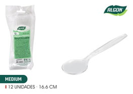 Algon Set de 12 Cucharas Medium Transparentes 16,6 cm (36 Unidades)
