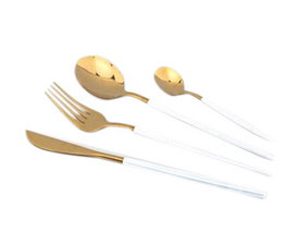 DKD Home Decor Juego de Cubertería CHIC de 16 Piezas en Acero Inoxidable Dorado