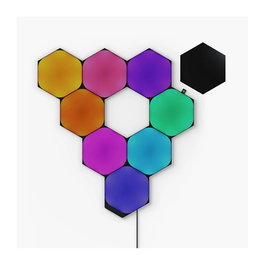 Nanoleaf NL42-0102HX-9PK Shapes Hexagons Ultra Black Starter Kit, 9 Paneles Inteligentes con Wi-Fi, Luz Multicolor