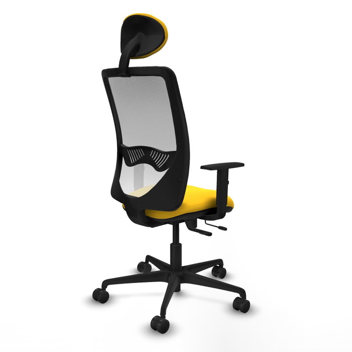 PIQUERAS Y CRESPO Silla de oficina Zulema con mecanismo Sincro/Traslack, Similpiel Amarillo y Malla Blanca PIQUERAS Y CRESPO Silla de oficina Zulema con mecanismo Sincro/Traslack, Similpiel Amarillo y Malla Blanca