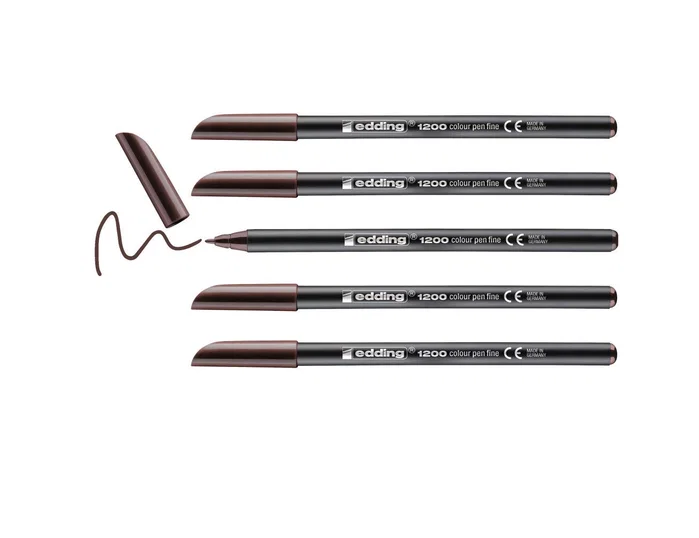 Edding Rotulador 1200 Marrón Oscuro Punta Redonda Set de 5
