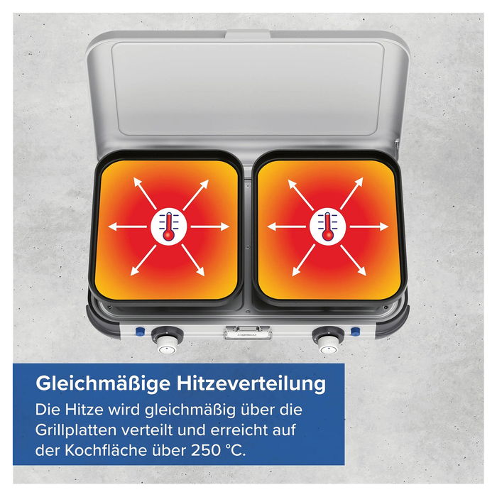 CAMPINGAZ Parrilla Portátil Grill & Go Caravan, Cocina de Camping 2 Zonas, 4000 W, Negro/Gris/Plata, 5.4 kg, con Funda