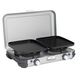 CAMPINGAZ Parrilla Portátil Grill & Go Caravan, Cocina de Camping 2 Zonas, 4000 W, Negro/Gris/Plata, 5.4 kg, con Funda