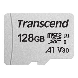 Transcend 300S Tarjeta MicroSDXC de 128 GB Clase 10 U3 V30 con Adaptador, Velocidad de Lectura de 95 MB/s