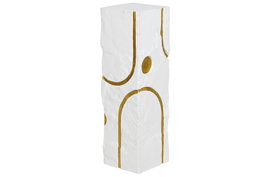 DKD Home Decor Pedestal MDF Moderno Rugoso Blanco y Dorado