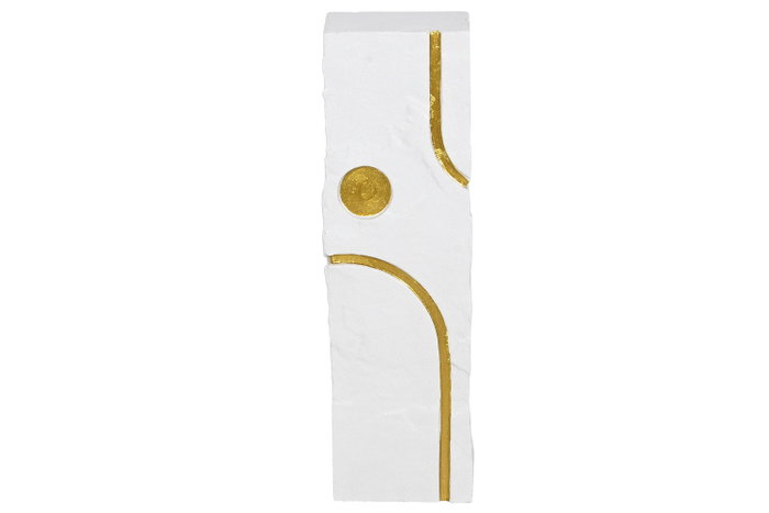 DKD Home Decor Pedestal MDF Moderno Rugoso Blanco y Dorado