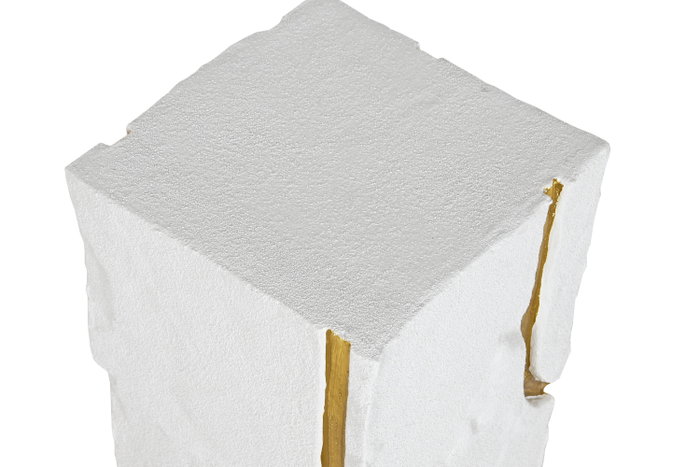 DKD Home Decor Pedestal MDF Moderno Rugoso Blanco y Dorado