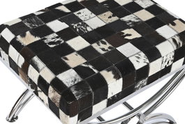 DKD Home Decor Descalzadora Colonial Marron Oscuro Crema Acero Piel 40 x 43 x 53 cm