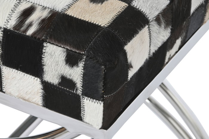 DKD Home Decor Descalzadora Colonial Marron Oscuro Crema Acero Piel 40 x 43 x 53 cm