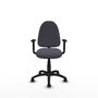 Silla de oficina Aýna con mecanismo Contacto permanente básico tapizada con Tela color Gris oscuro. Equipada con Base poliamida negra, Brazos 1D y Ruedas de nailon 50 mm