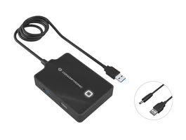 Conceptronic HUBBIES10B Base para Portátil y Replicador de Puertos USB 3.2 Gen 1 (3.1 Gen 1) con 4 Puertos (1x USB 3.2, 3x USB 2.0) y Cable de 90 cm, Negro