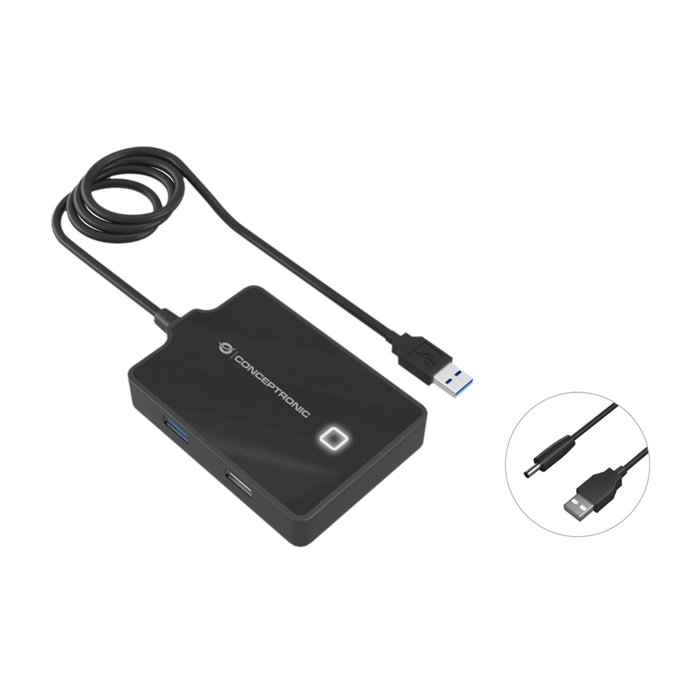 Conceptronic HUBBIES10B Hub USB de 4 puertos (1x USB 3.0 y 3x USB 2.0) Negro Conceptronic HUBBIES10B Hub USB de 4 puertos (1x USB 3.0 y 3x USB 2.0) Negro