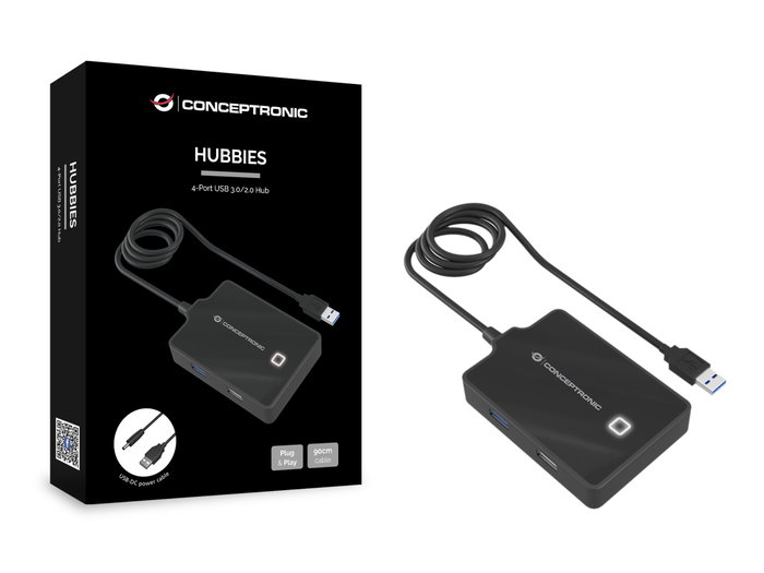 Conceptronic Hub USB 3.0 Hubbies05B 4 Puertos y Cable de 90cm