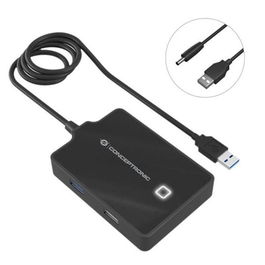 Conceptronic MARIDOS10B - Hub USB 3.0 de 4 Puertos (1x USB 3.0 + 3x USB 2.0) con Cable de 90 cm - Negro