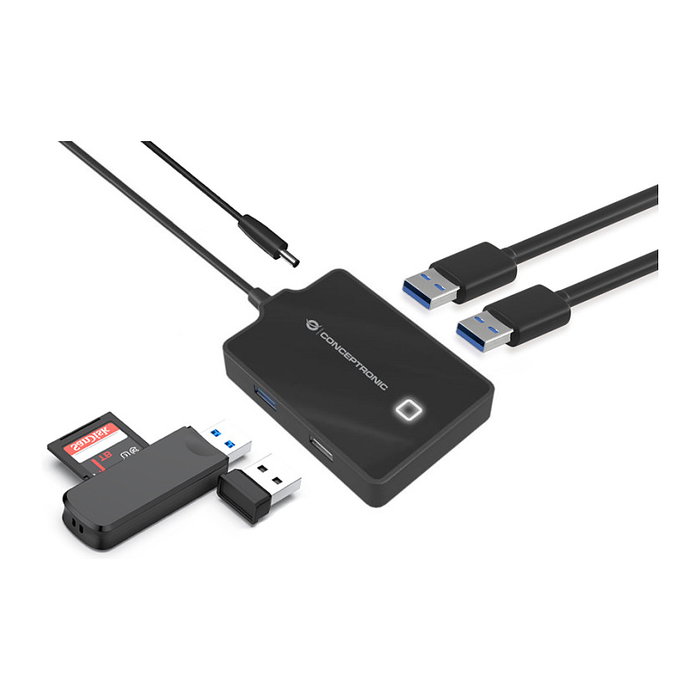 Conceptronic HUBBIES10B Hub USB de 4 puertos (1x USB 3.0 y 3x USB 2.0) Negro