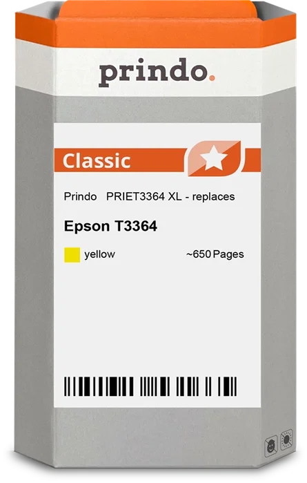Prindo Classic XL Cartucho de Tinta Amarillo para Epson T3364 Prindo Classic XL Cartucho de Tinta Amarillo para Epson T3364