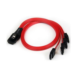 StarTech.com Cable Mini SAS SFF-8087 a 4x SATA Macho/Hembra 0,5m Negro/Rojo