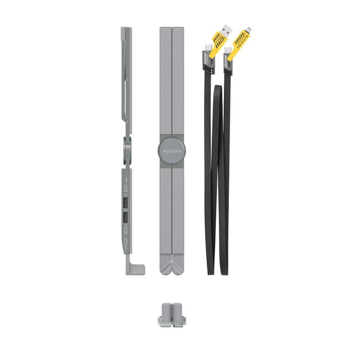 Aisens Soporte de Sobremesa Ajustable con Docking USB-C 4 en 1, Gris Aisens Soporte de Sobremesa Ajustable con Docking USB-C 4 en 1, Gris