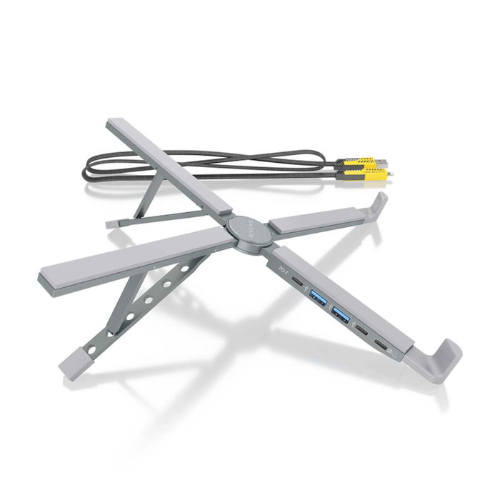 Aisens Soporte de Sobremesa Ajustable con Docking USB-C 4 en 1, Gris Aisens Soporte de Sobremesa Ajustable con Docking USB-C 4 en 1, Gris