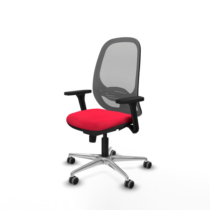 PIQUERAS Y CRESPO Silla de oficina Cilanco con mecanismo Sincro, Tela Roja y Malla Gris