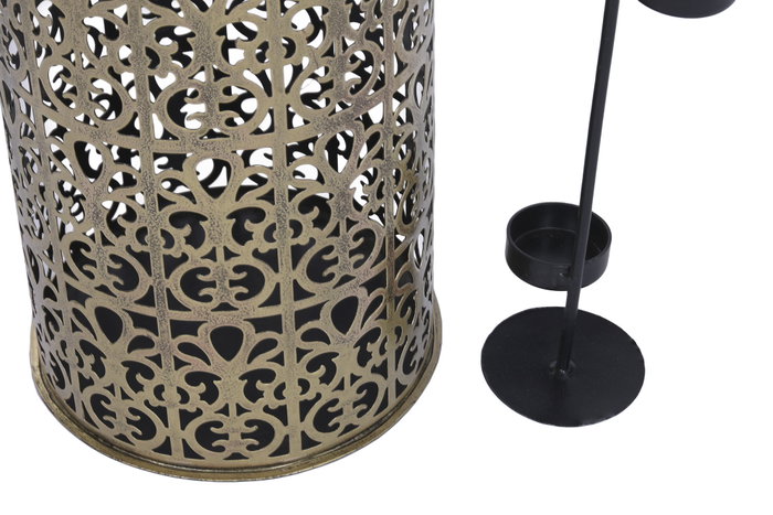 DKD Home Decor Jarrón de Hierro Tallado Dorado 19x19x67 cm