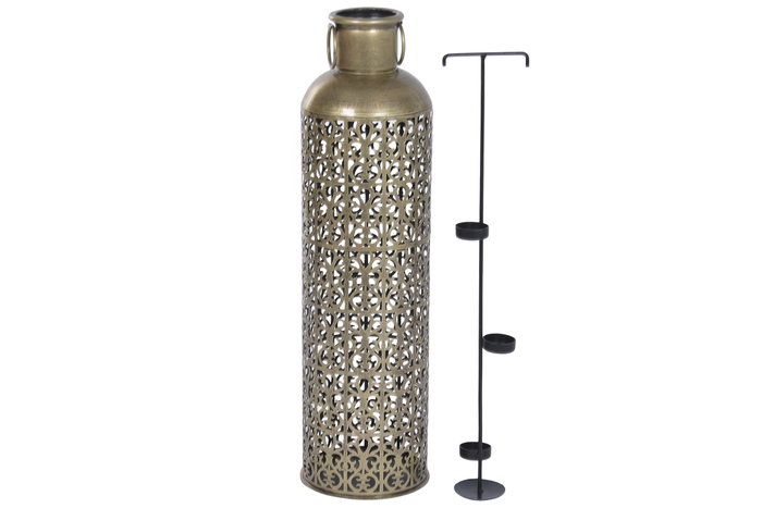 DKD Home Decor Jarrón de Hierro Tallado Dorado 19x19x67 cm
