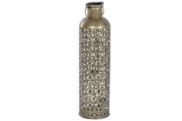 DKD Home Decor Jarrón de Hierro Tallado Dorado 19x19x67 cm