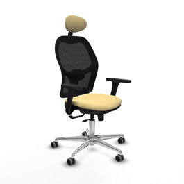 PIQUERAS Y CRESPO Silla de oficina Jorquera con mecanismo Sincro/Traslack Crema y Negro