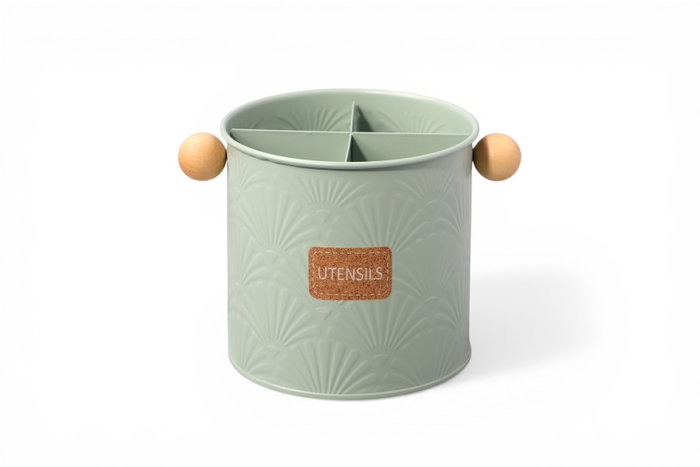 DKD Home Decor Bote para Utensilios de Metal y Madera Verde Menta DKD Home Decor Bote para Utensilios de Metal y Madera Verde Menta