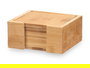 Kinvara Set 6 Posavasos Cuadrados Bambú con Soporte 12x6x12cm - Piezas de 10x10x0.9 cm (Set de 12)