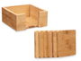 Kinvara Set 6 Posavasos Cuadrados Bambú con Soporte 12x6x12cm - Piezas de 10x10x0.9 cm (Set de 12)