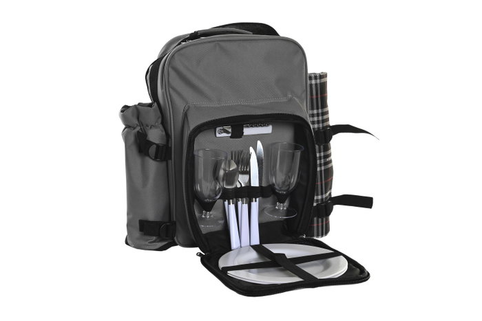 DKD Home Decor Mochila Gris Oscuro Set de 9 Piezas 20 x 39 x 28.5 cm Poliester para Picnic DKD Home Decor Mochila Gris Oscuro Set de 9 Piezas 20 x 39 x 28.5 cm Poliester para Picnic