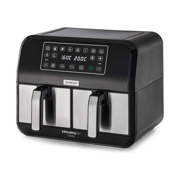 Kenwood HFM20.000MB KHealthy Freidora de Aire Twin Airfryer 8L Doble, 1700W, 8 Programas, Deshidratación, Negro