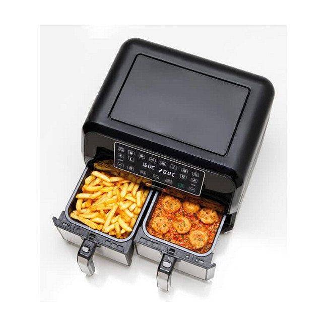 Kenwood HFM20.000MB KHealthy Freidora de Aire Twin Airfryer 8L Doble, 1700W, 8 Programas, Deshidratación, Negro