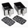 Kenwood HFM20.000MB Airfryer kHealthy Twin 2x4L - Freidora de aire sin aceite, 2 cestos de 4L, color negro y plata