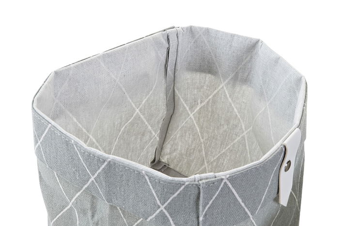 DKD Home Decor Cesta Basicos Gris Blanco 14 x 14 x 14 cm Set de 3