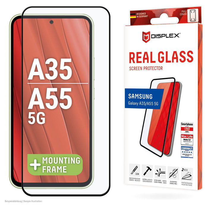 Displex Protector de Pantalla de Cristal Templado Real Glasschutzfolie 01942 para Samsung Galaxy A35 y A55 5G, Marco Completo, 10H, Aplicación en Seco Displex Protector de Pantalla de Cristal Templado Real Glasschutzfolie 01942 para Samsung Galaxy A35 y A55 5G, Marco Completo, 10H, Aplicación en Seco
